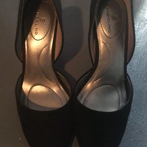 D’Orsay Pump Black Reptile Synthetic/Faux Suede